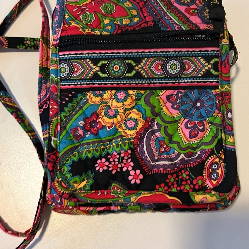 Vera Bradley Red and Pink Crossbody Bag with Paisley Pattern
